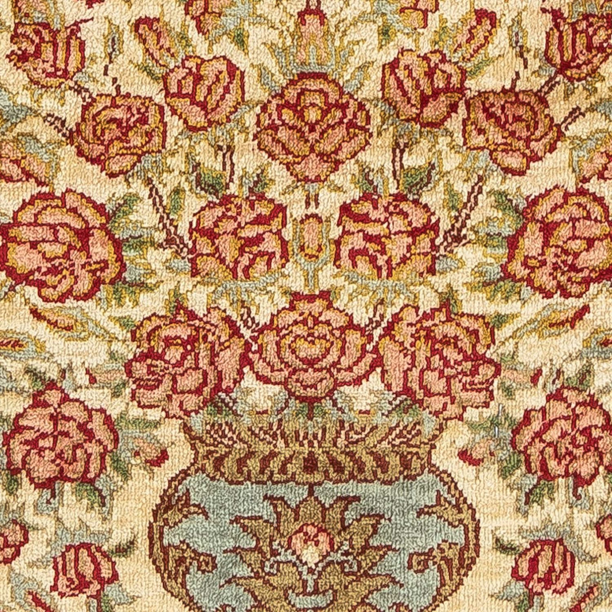 Alfombra de seda - Ghom Seda - Prima - 42 x 31 cm - beige