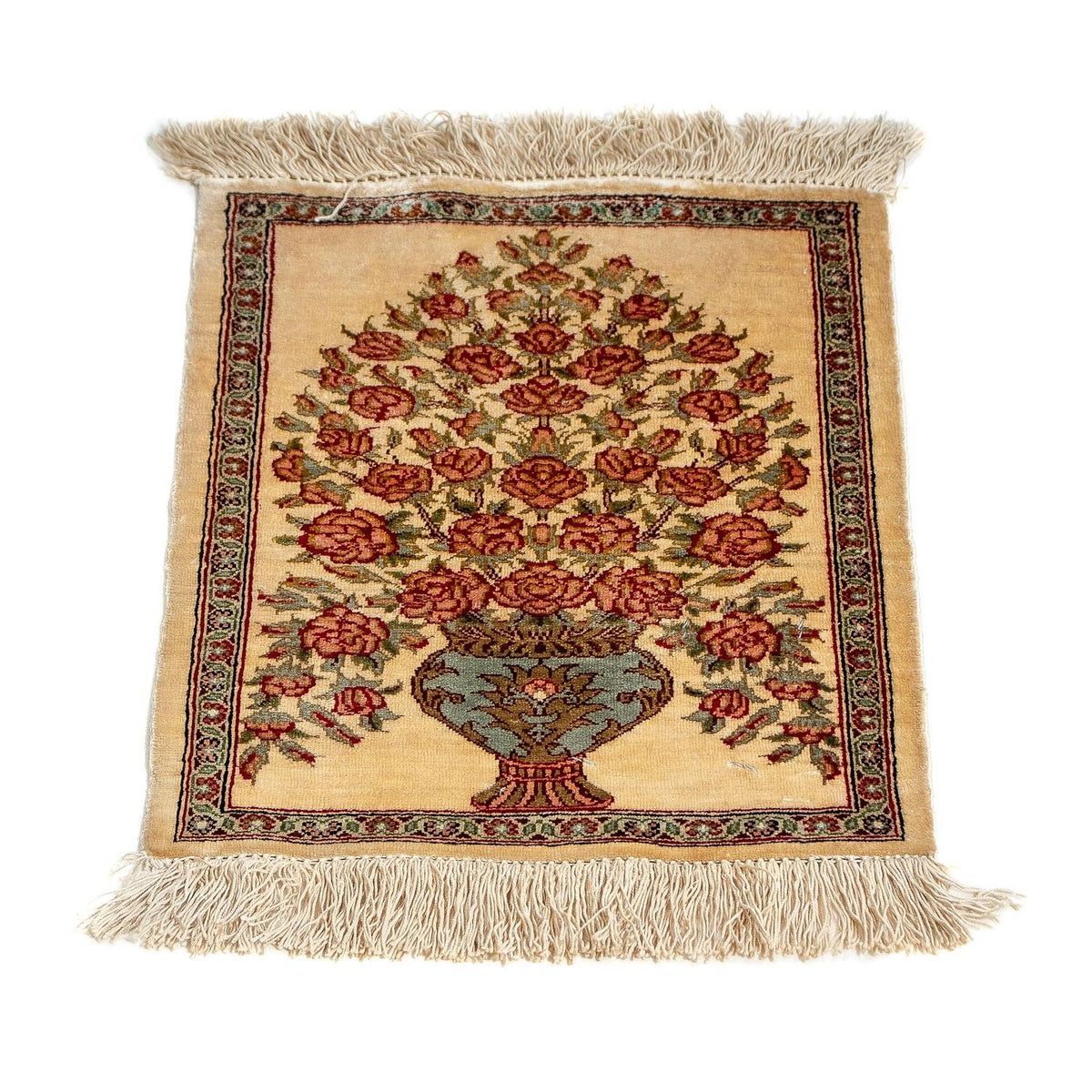 Alfombra de seda - Ghom Seda - Prima - 42 x 31 cm - beige