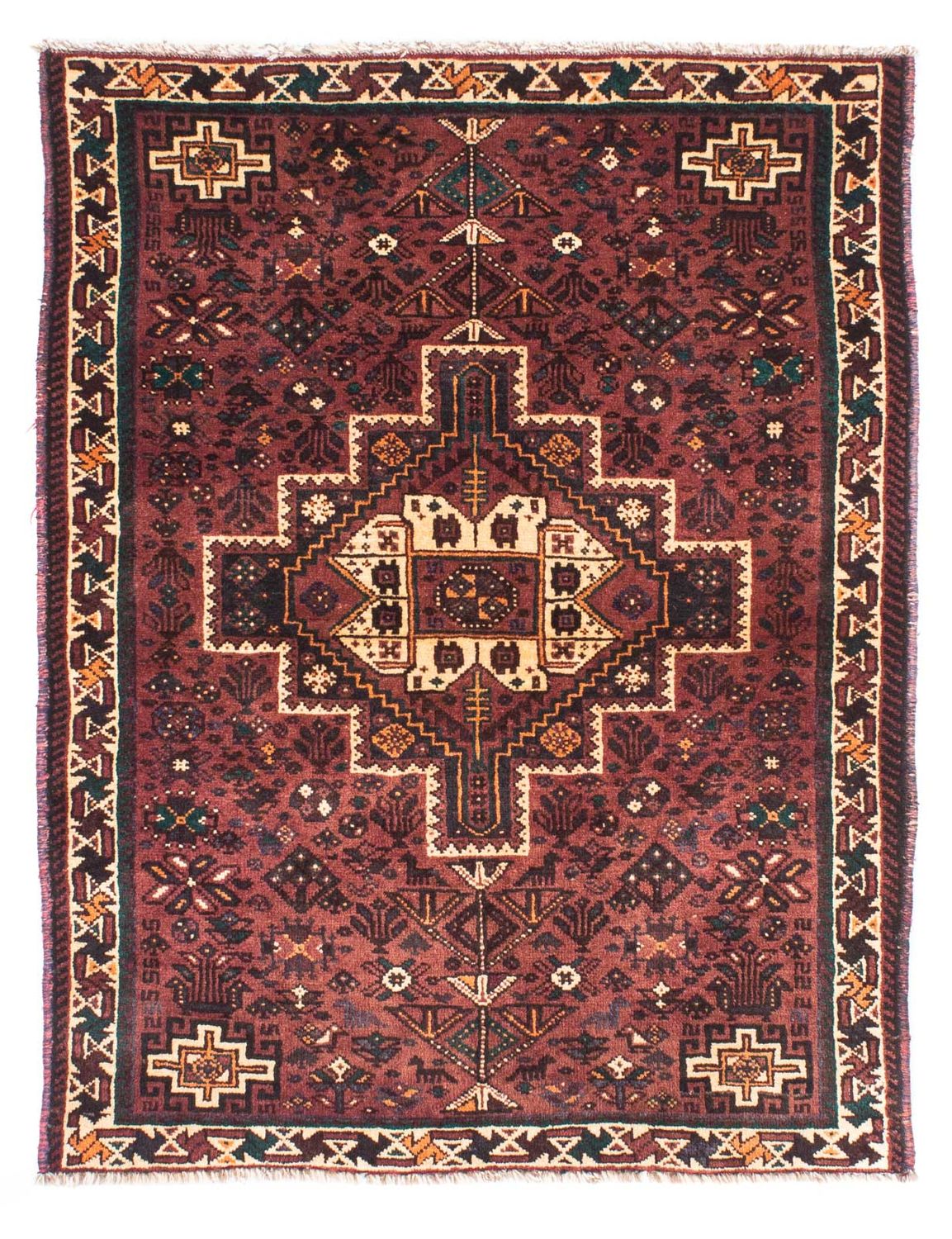 Alfombra persa - Nómada - 147 x 107 cm - marrón oscuro