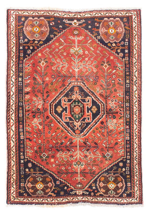 Alfombra persa - Nómada - 136 x 92 cm - rojo oscuro