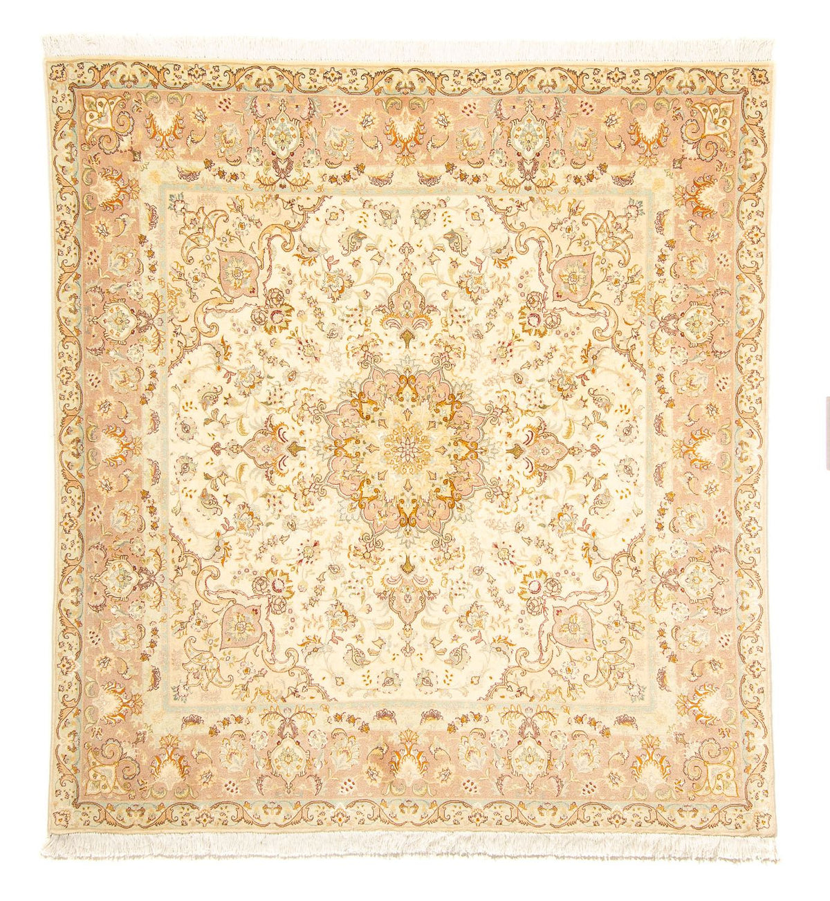 Alfombra Persa - Tabriz - Real cuadrado - 210 x 202 cm - beige