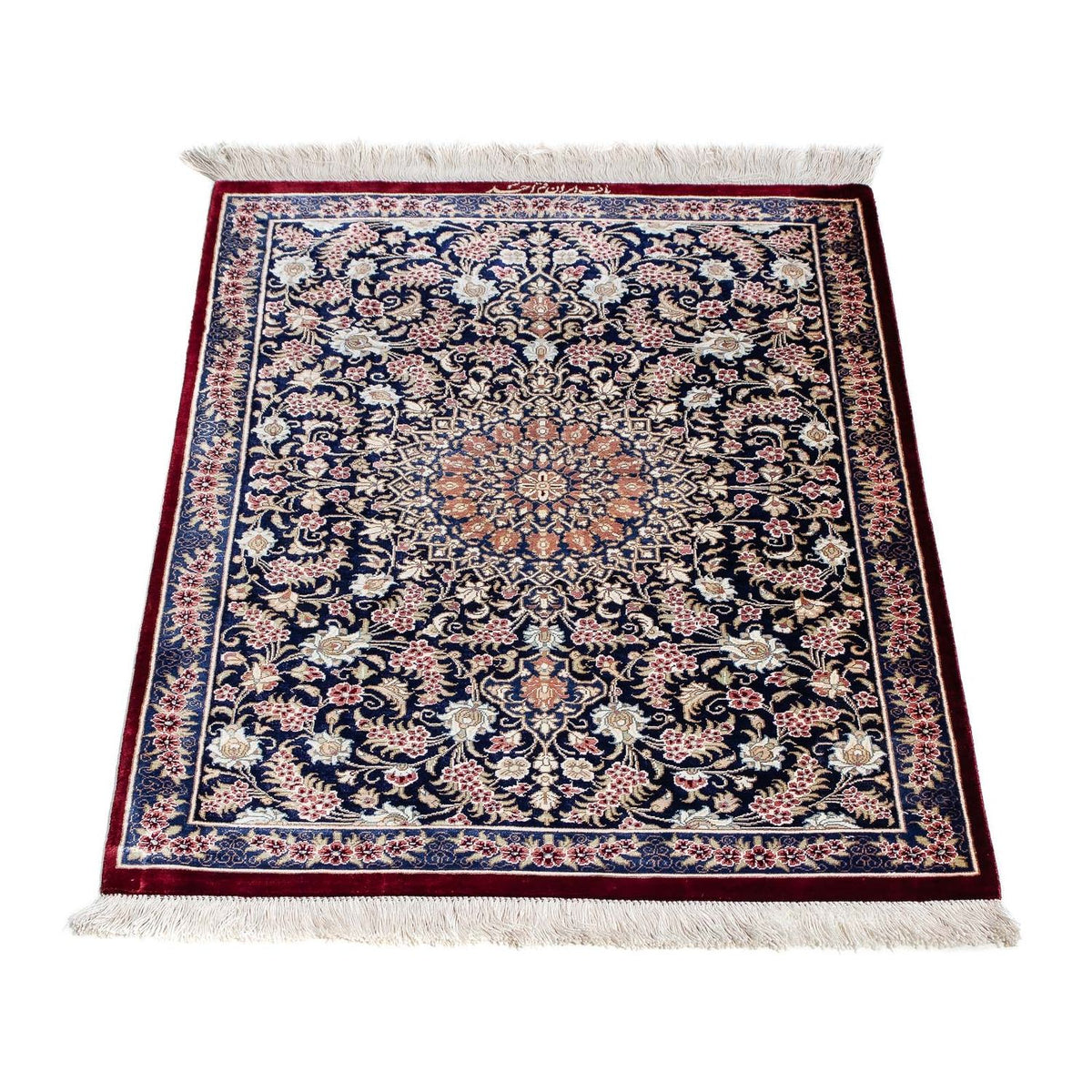 Alfombra persa - Ghom - 82 x 57 cm - rojo oscuro