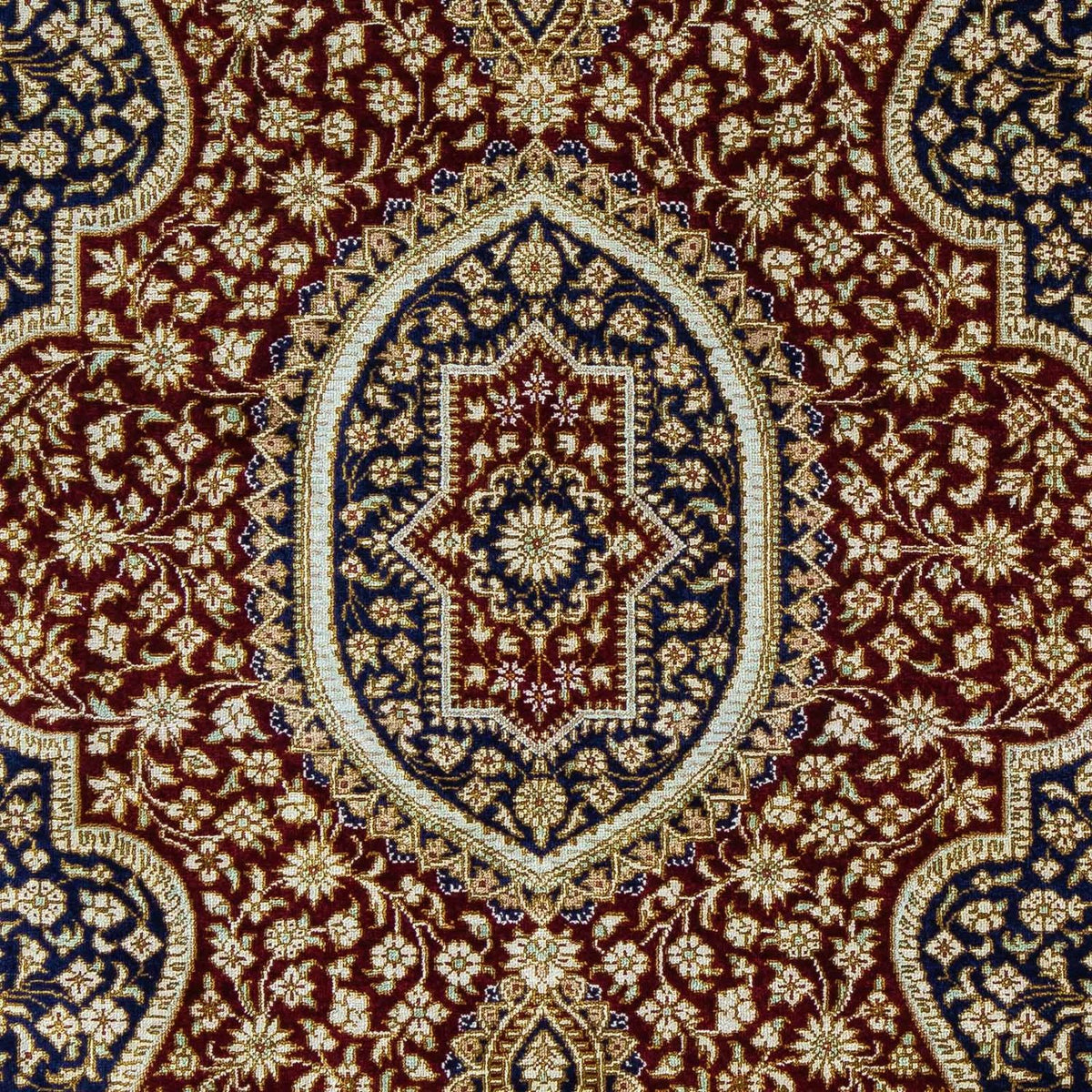 Alfombra persa - Ghom - 93 x 60 cm - azul oscuro