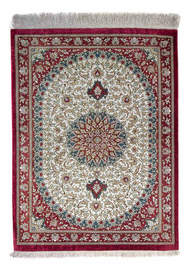 Alfombra persa - Ghom - 78 x 60 cm - rojo oscuro