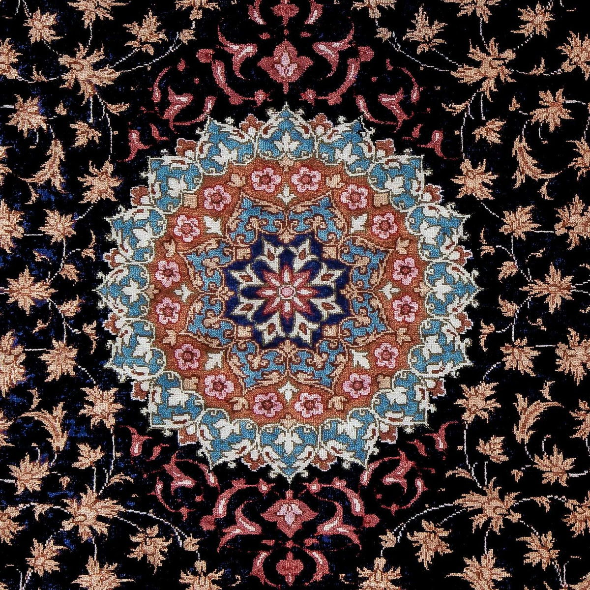 Alfombra persa - Ghom - 80 x 55 cm - azul oscuro