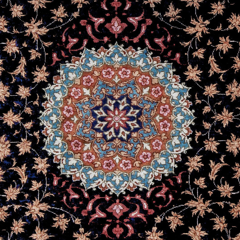 Alfombra persa - Ghom - 80 x 55 cm - azul oscuro