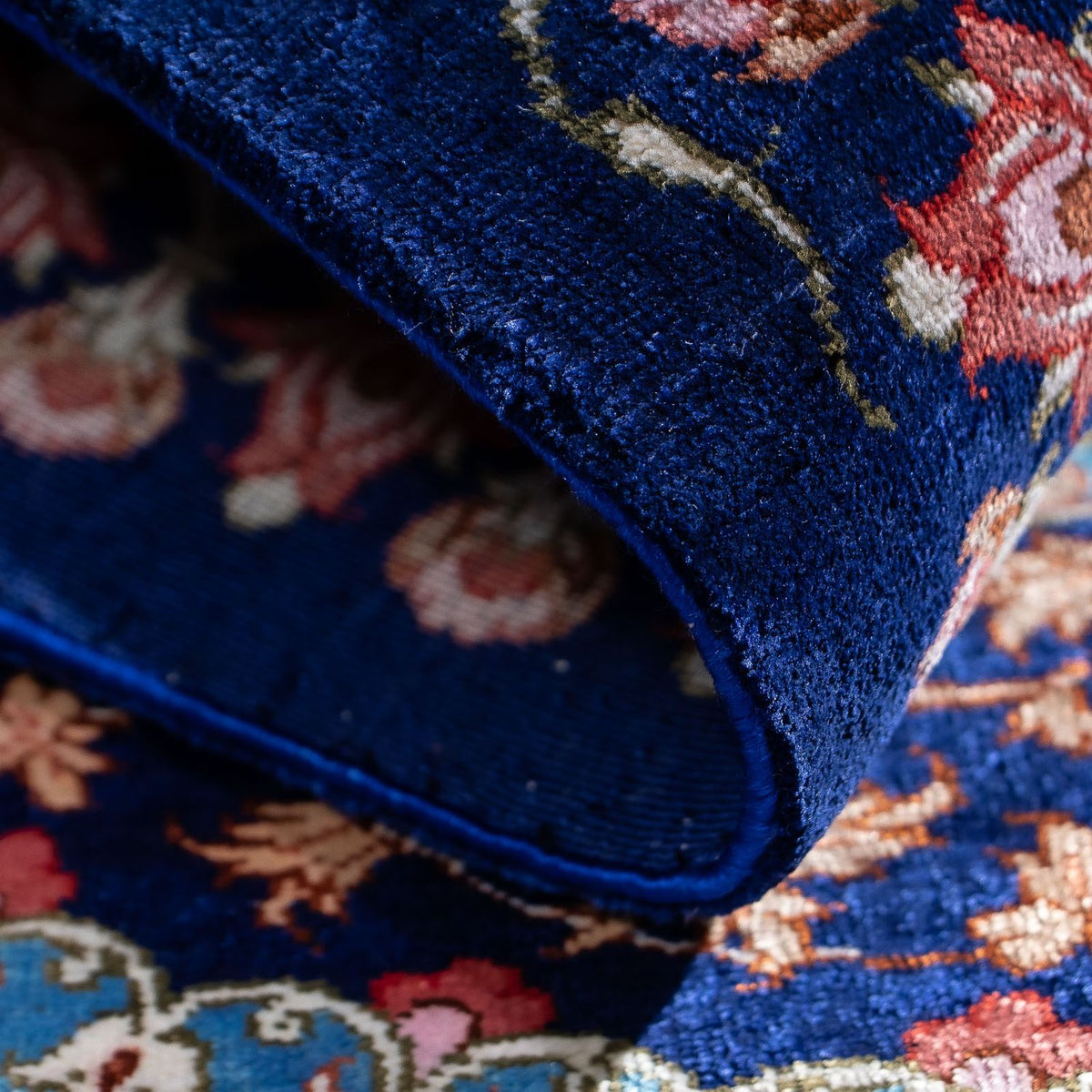 Alfombra persa - Ghom - 80 x 55 cm - azul oscuro