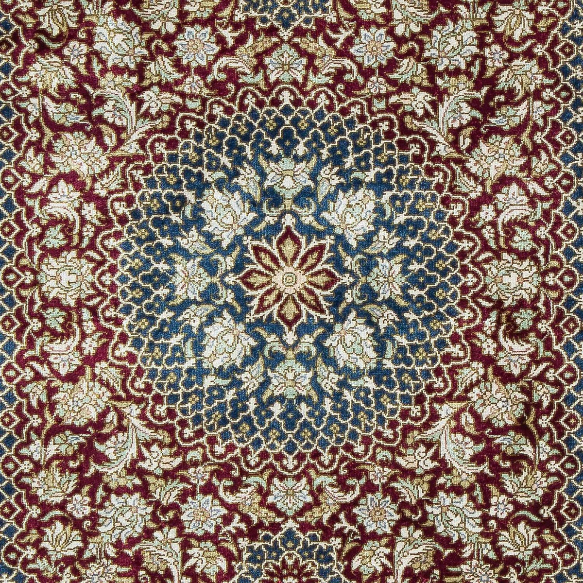 Alfombra persa - Ghom - 92 x 61 cm - azul oscuro