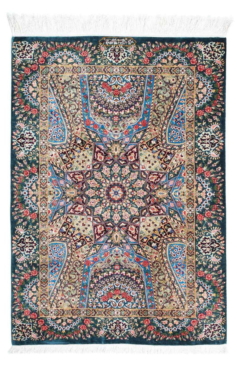 Alfombra persa - Ghom - 118 x 79 cm - multicolor