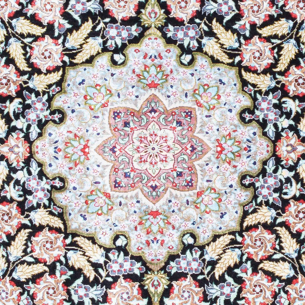 Alfombra persa - Ghom - 124 x 79 cm - azul oscuro