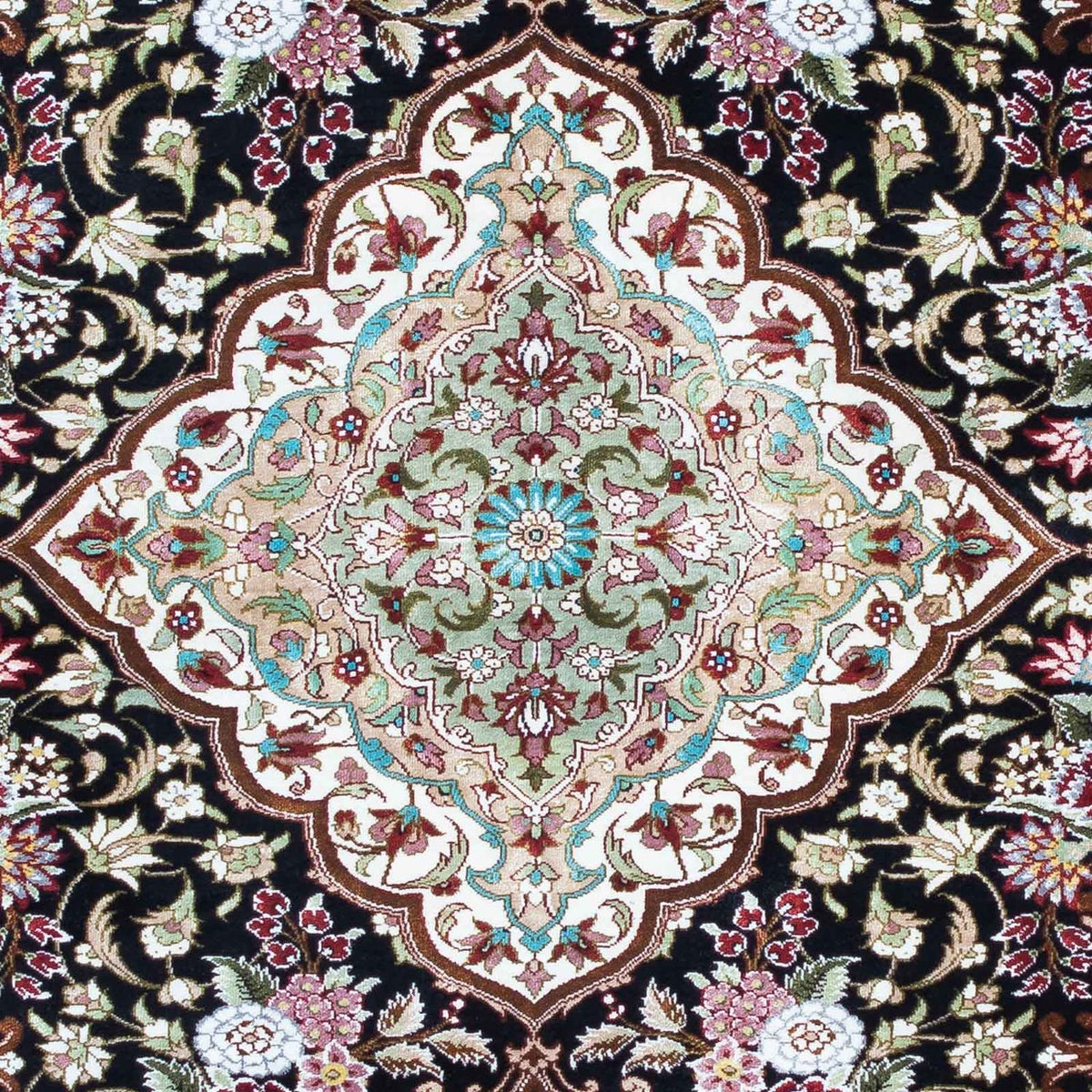 Alfombra persa - Ghom - 114 x 80 cm - azul oscuro