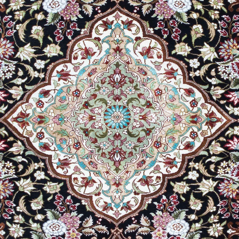 Alfombra persa - Ghom - 114 x 80 cm - azul oscuro