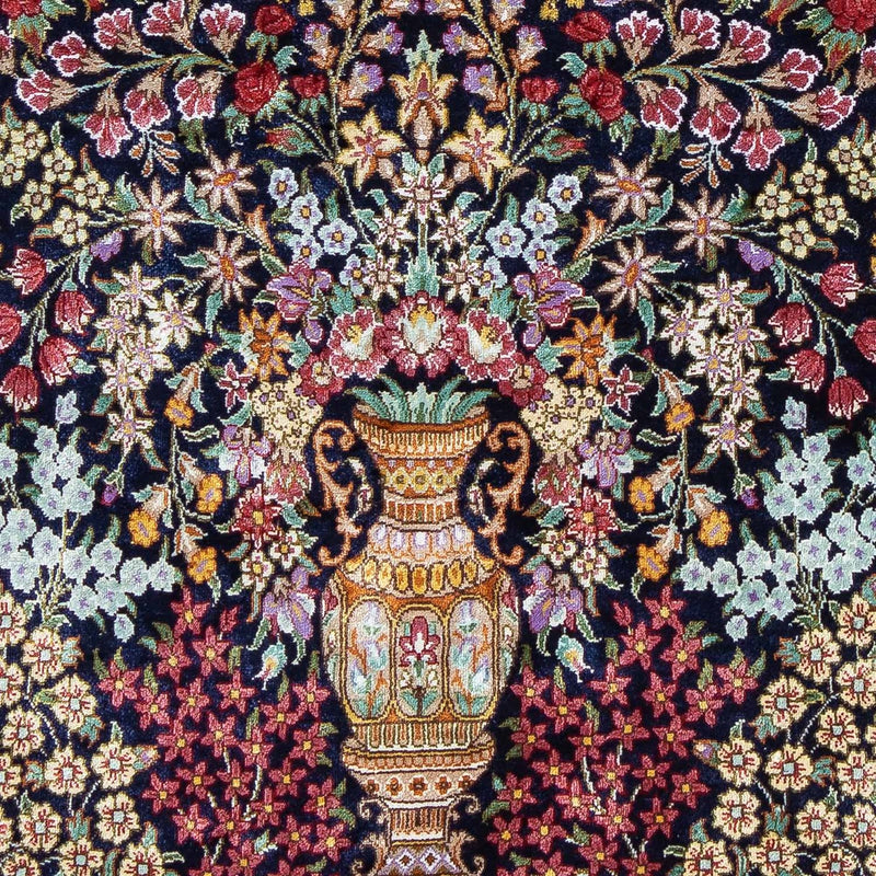 Alfombra persa - Ghom - 96 x 57 cm - azul oscuro