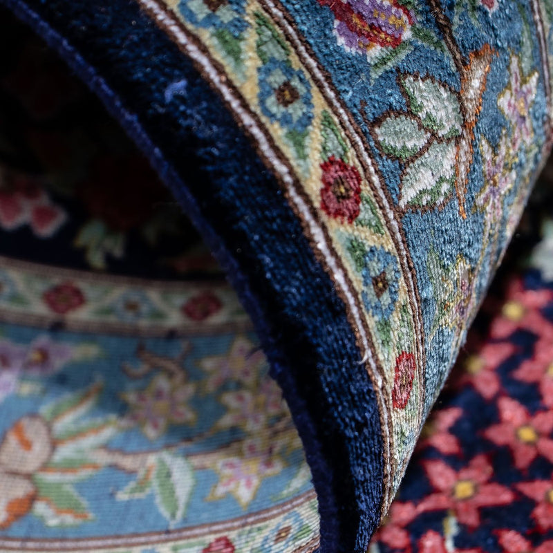 Alfombra persa - Ghom - 96 x 57 cm - azul oscuro