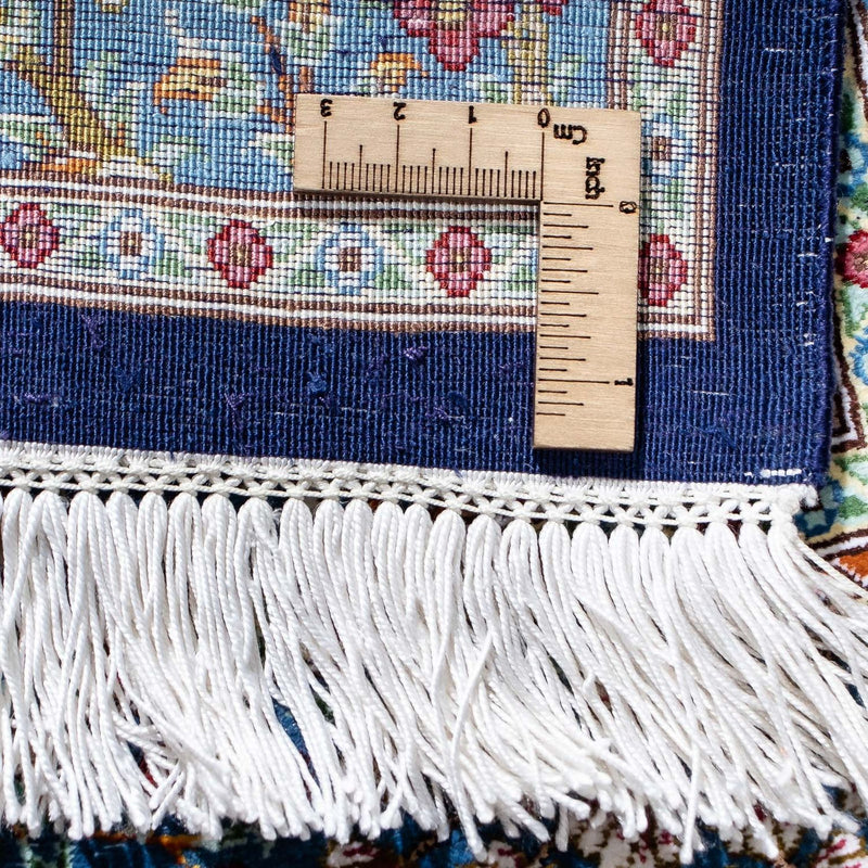 Alfombra persa - Ghom - 96 x 57 cm - azul oscuro