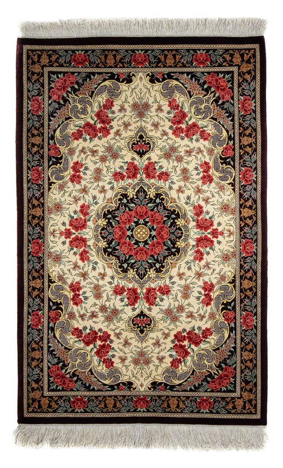Alfombra persa - Ghom - 93 x 60 cm - beige