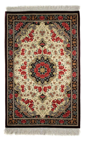 Alfombra persa - Ghom - 93 x 60 cm - beige