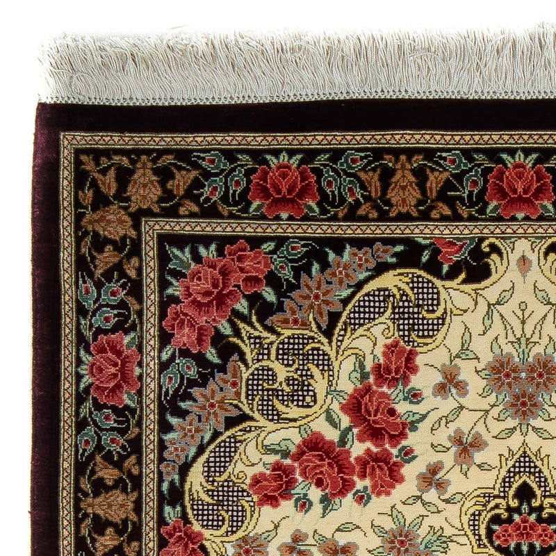 Alfombra persa - Ghom - 93 x 60 cm - beige