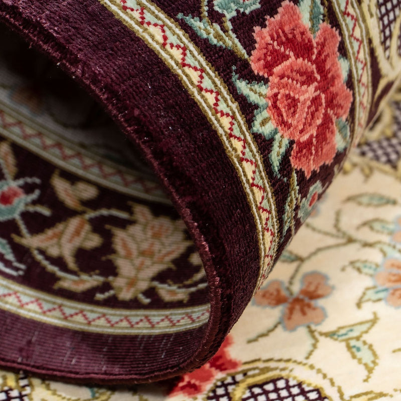 Alfombra persa - Ghom - 93 x 60 cm - beige