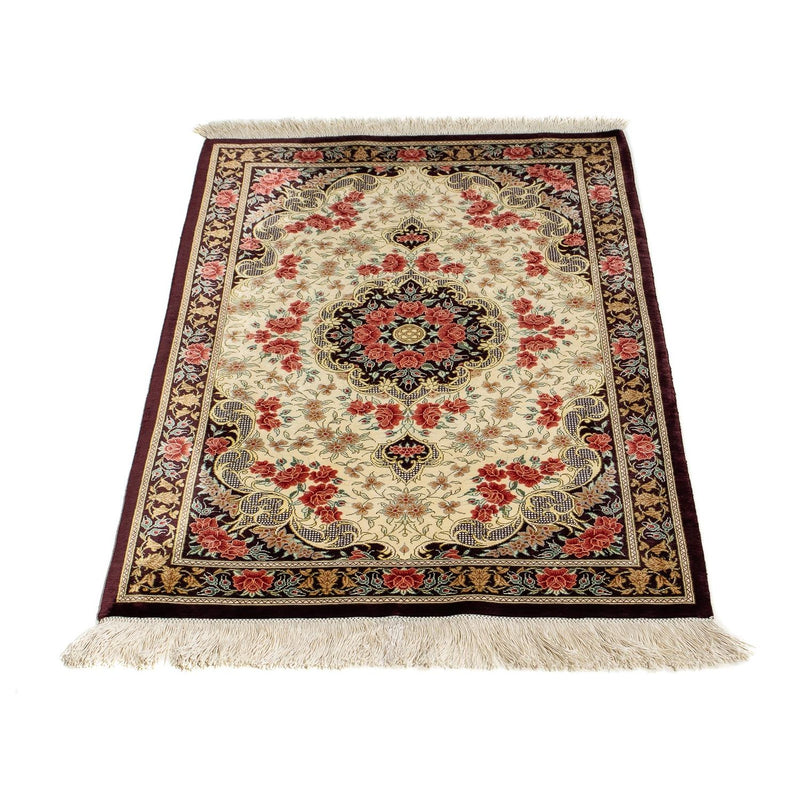 Alfombra persa - Ghom - 93 x 60 cm - beige