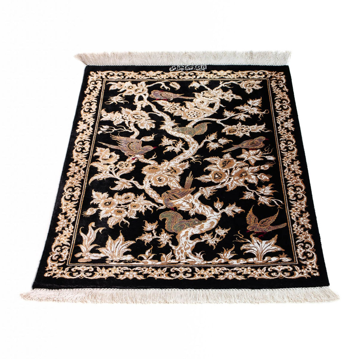 Alfombra persa - Ghom - 87 x 57 cm - azul oscuro