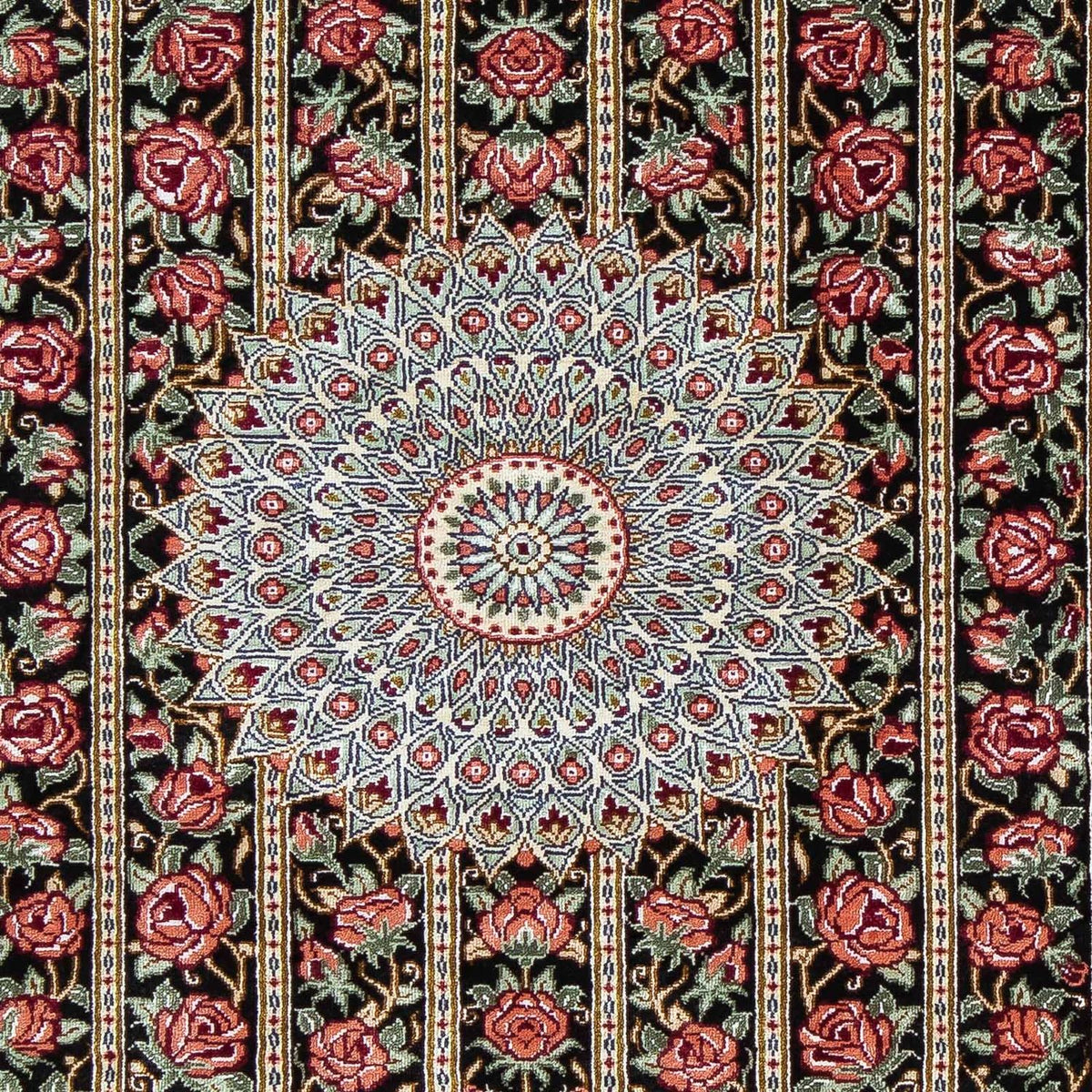 Alfombra persa - Ghom - 78 x 57 cm - azul oscuro