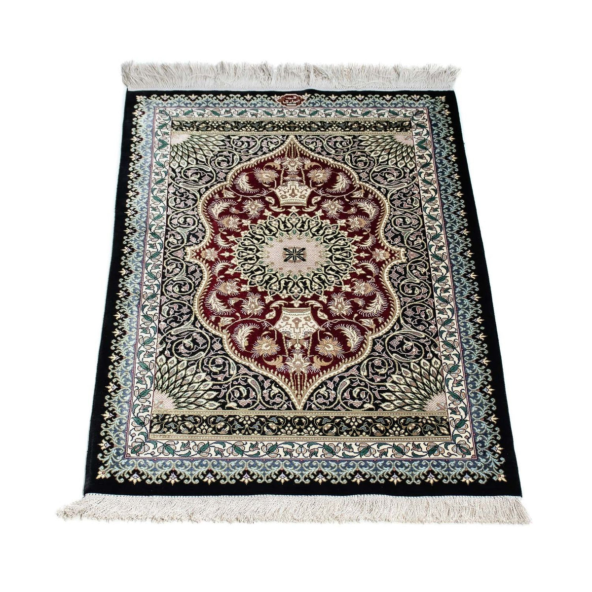 Alfombra persa - Ghom - 94 x 58 cm - azul oscuro