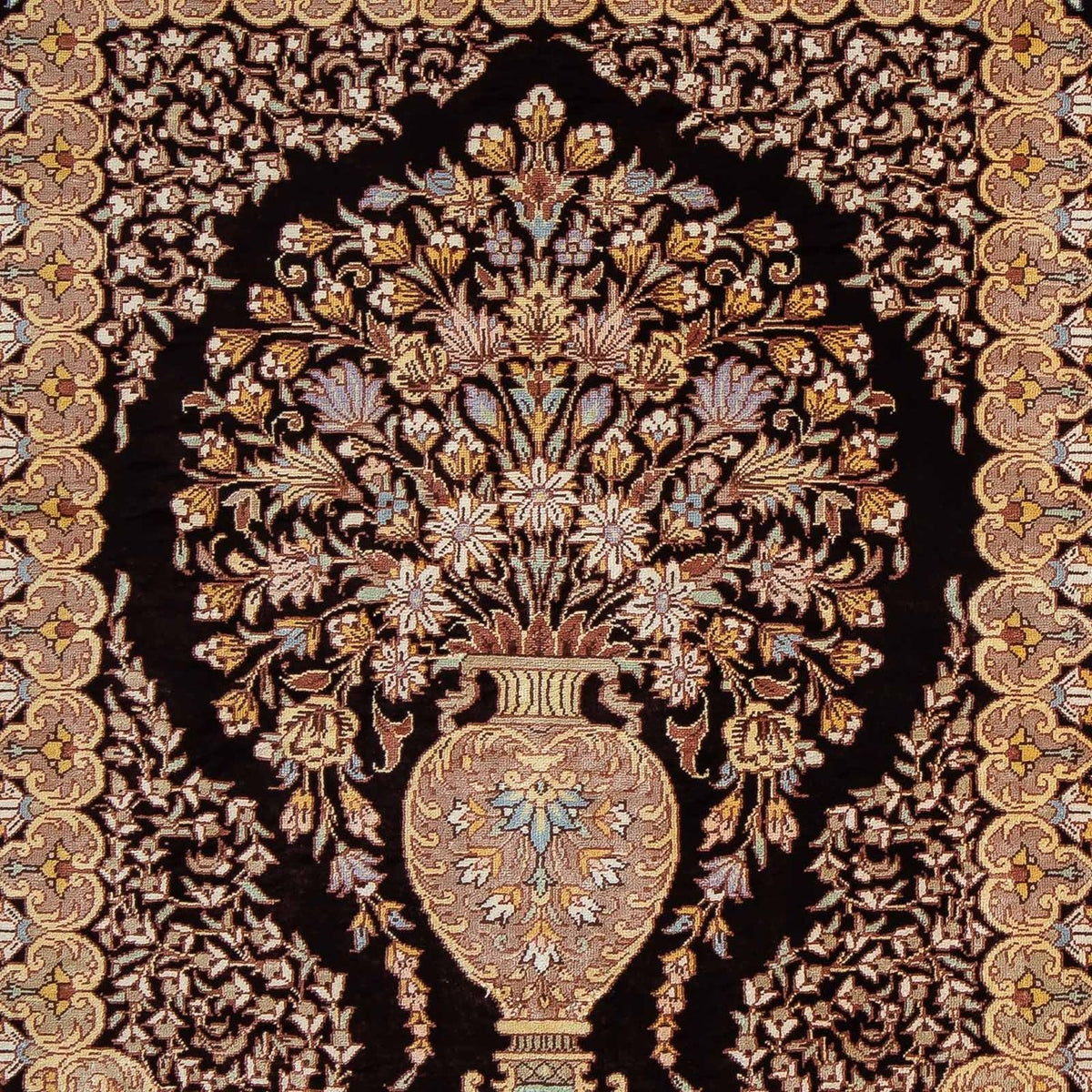 Alfombra persa - Ghom - 90 x 61 cm - azul oscuro