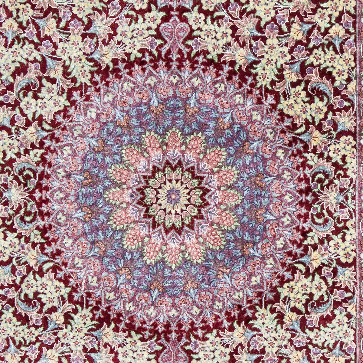 Alfombra persa - Ghom - 101 x 59 cm - rojo oscuro