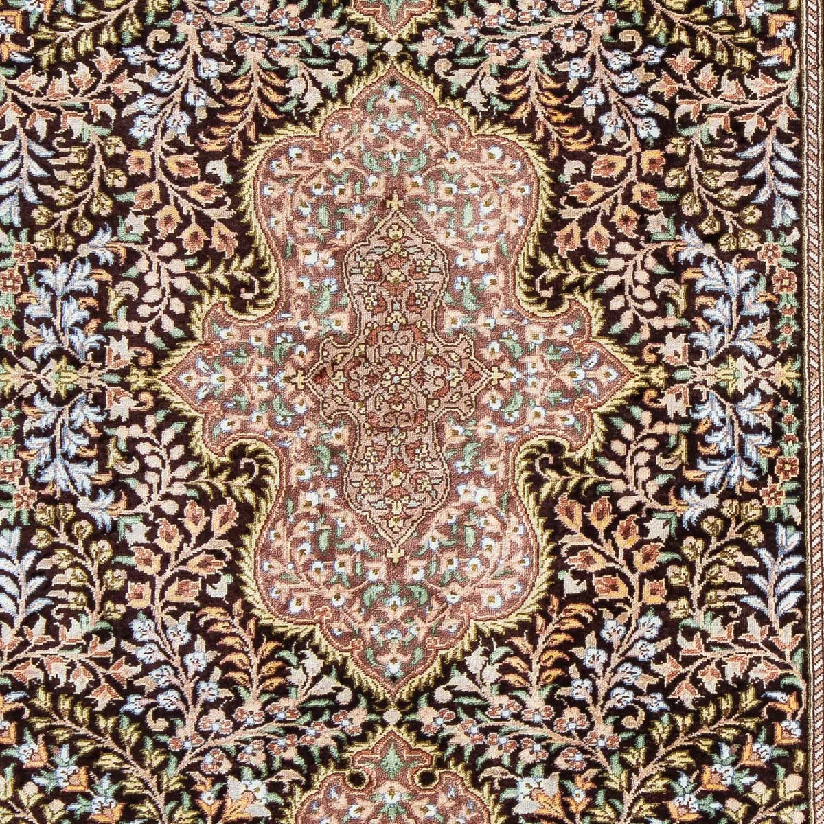 Alfombra persa - Ghom - 91 x 61 cm - azul oscuro