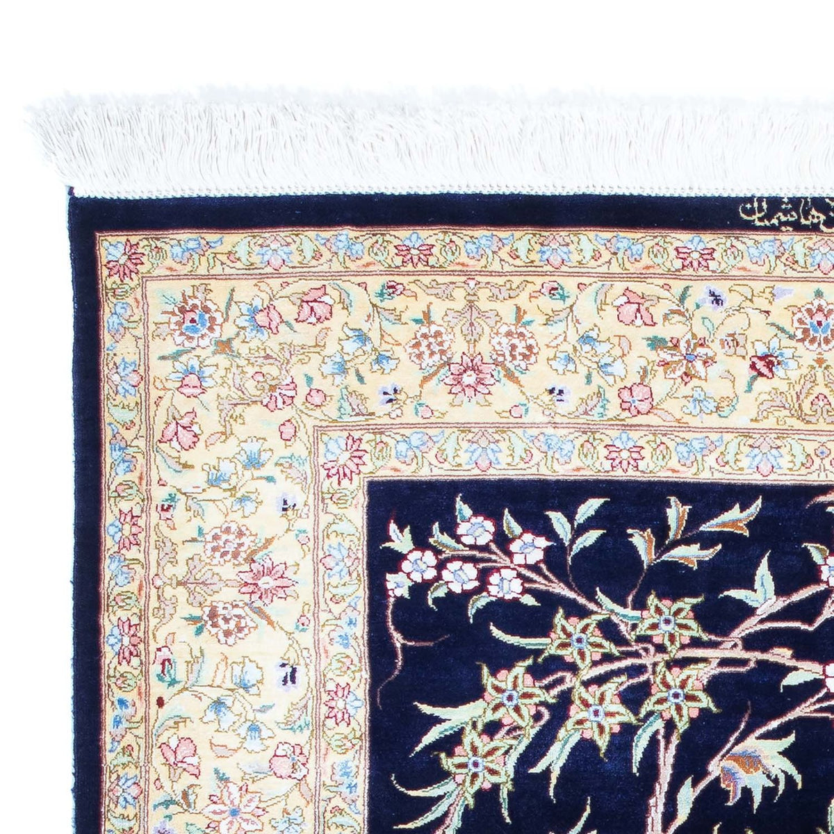 Alfombra persa - Ghom - 119 x 80 cm - azul oscuro