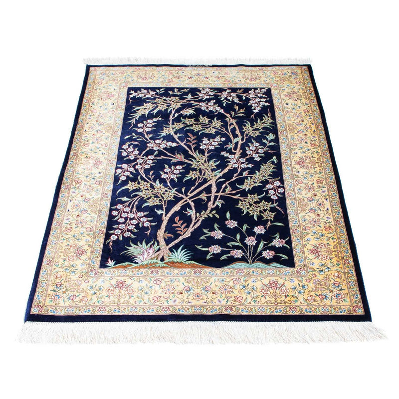 Alfombra persa - Ghom - 119 x 80 cm - azul oscuro