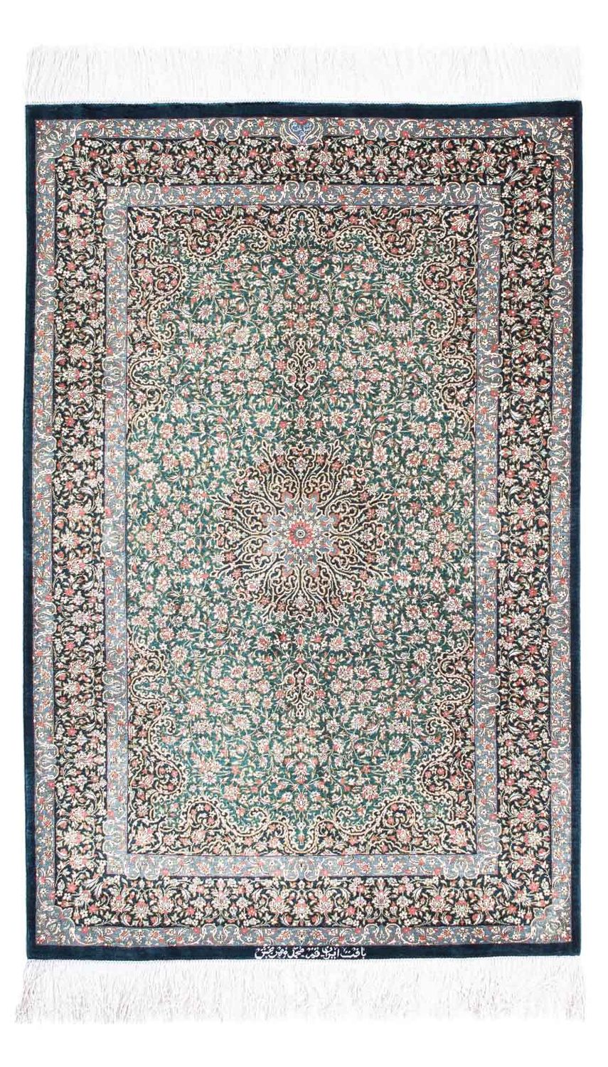 Alfombra persa - Ghom - 119 x 77 cm - azul oscuro