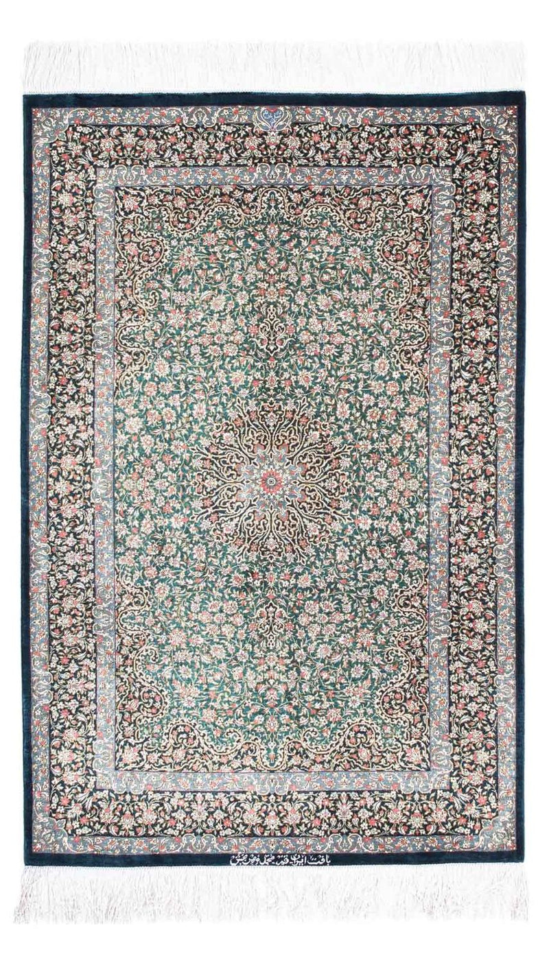 Alfombra persa - Ghom - 119 x 77 cm - azul oscuro