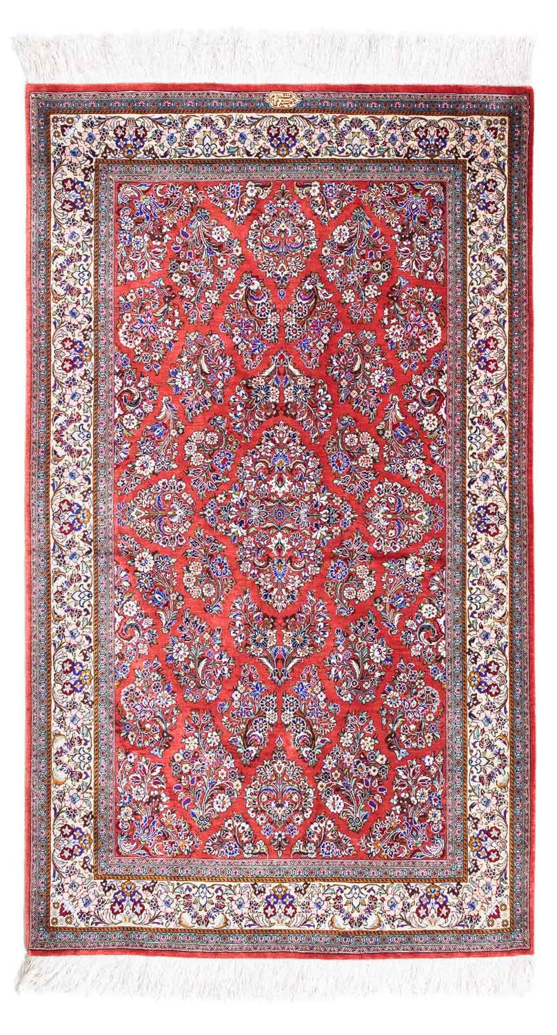 Alfombra persa - Ghom - 134 x 77 cm - rojo
