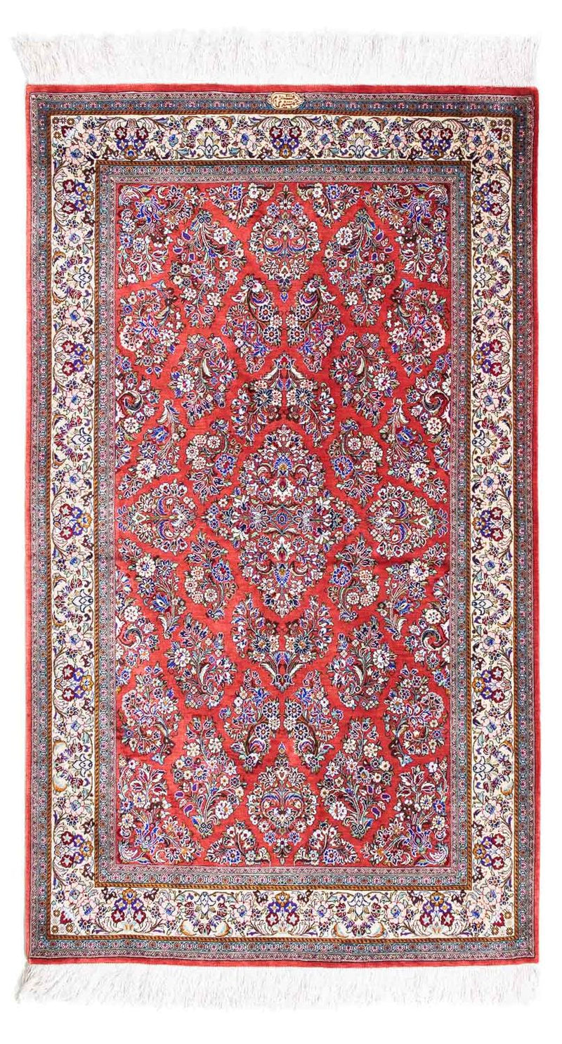 Alfombra persa - Ghom - 134 x 77 cm - rojo