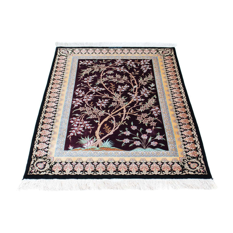 Alfombra persa - Ghom - 123 x 79 cm - rojo oscuro
