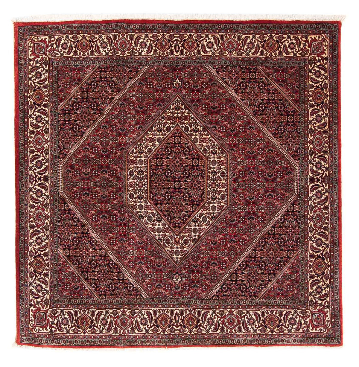 Alfombra persa - Bidjar cuadrado - 152 x 148 cm - rojo oscuro