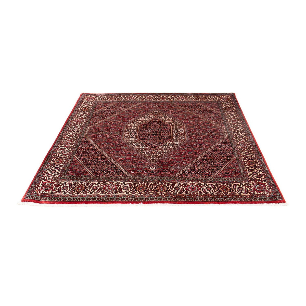 Alfombra persa - Bidjar cuadrado - 152 x 148 cm - rojo oscuro