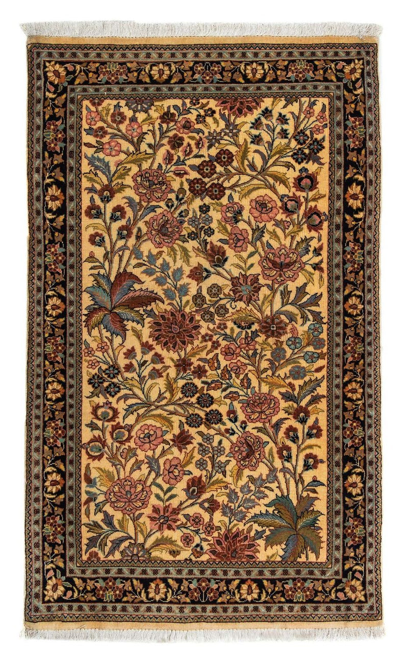 Alfombra persa - Ghom - 113 x 68 cm - amarillo mostaza