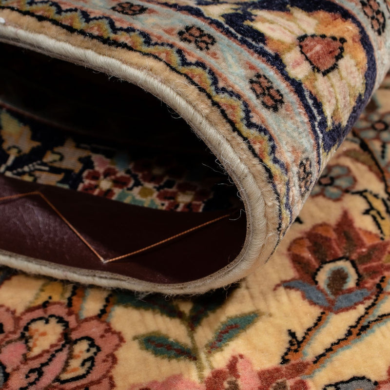 Alfombra persa - Ghom - 113 x 68 cm - amarillo mostaza