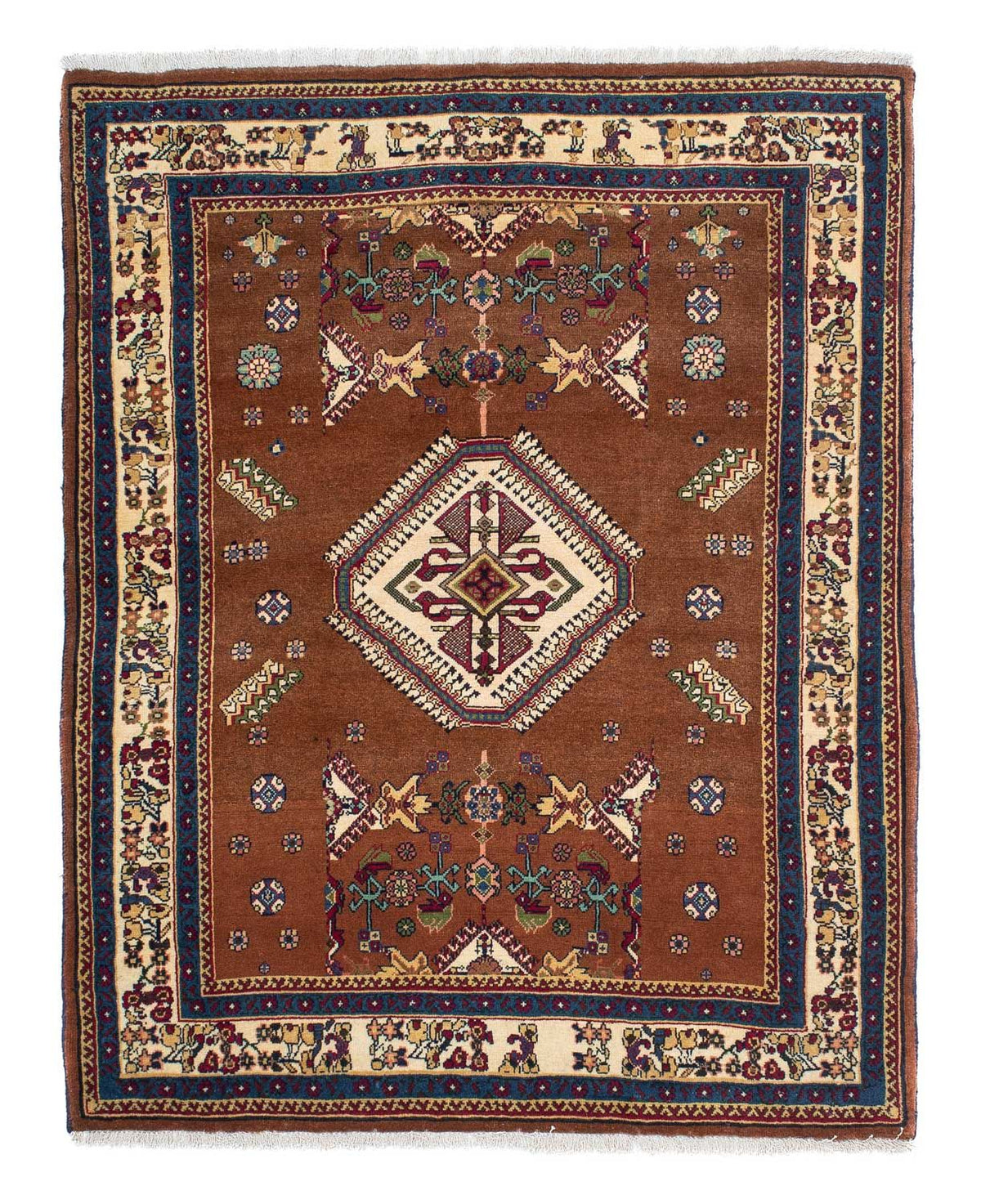 Alfombra persa - Nómada - 158 x 120 cm - marrón
