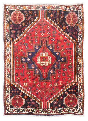 Alfombra persa - Nómada - 159 x 121 cm - rojo oscuro