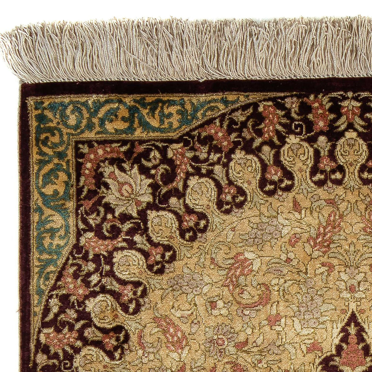 Alfombra persa - Ghom - 90 x 59 cm - marrón