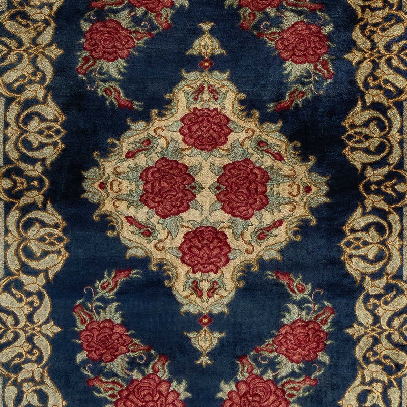 Alfombra persa - Ghom - 77 x 58 cm - azul oscuro