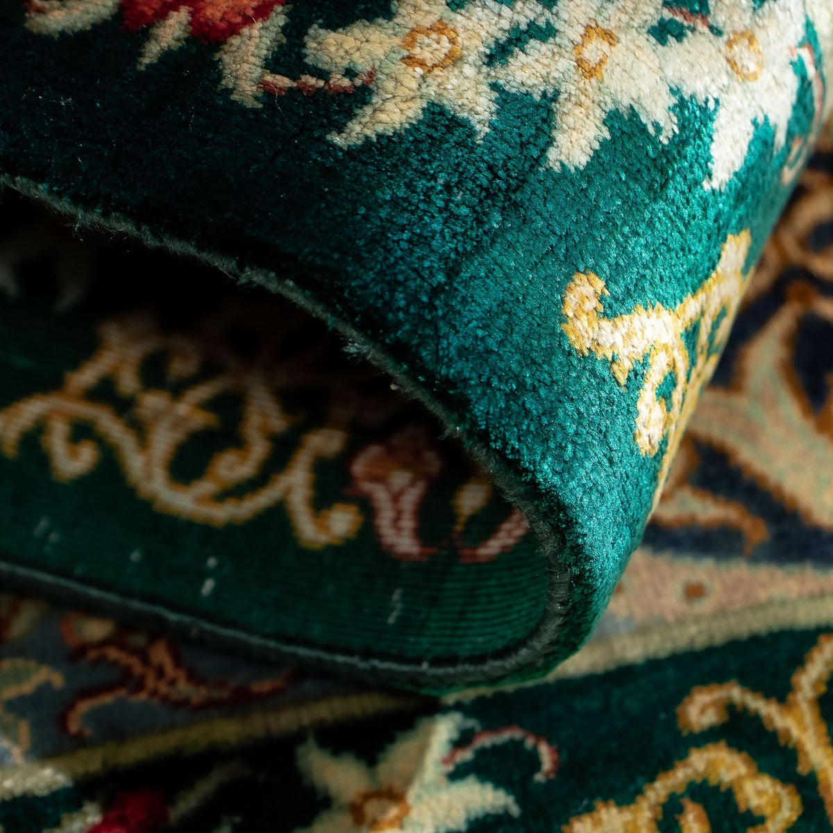 Alfombra persa - Ghom - 77 x 58 cm - azul oscuro