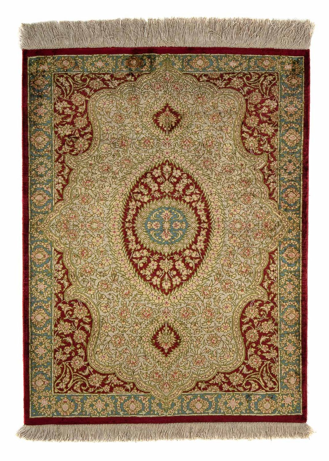 Alfombra persa - Ghom - 78 x 58 cm - rojo oscuro