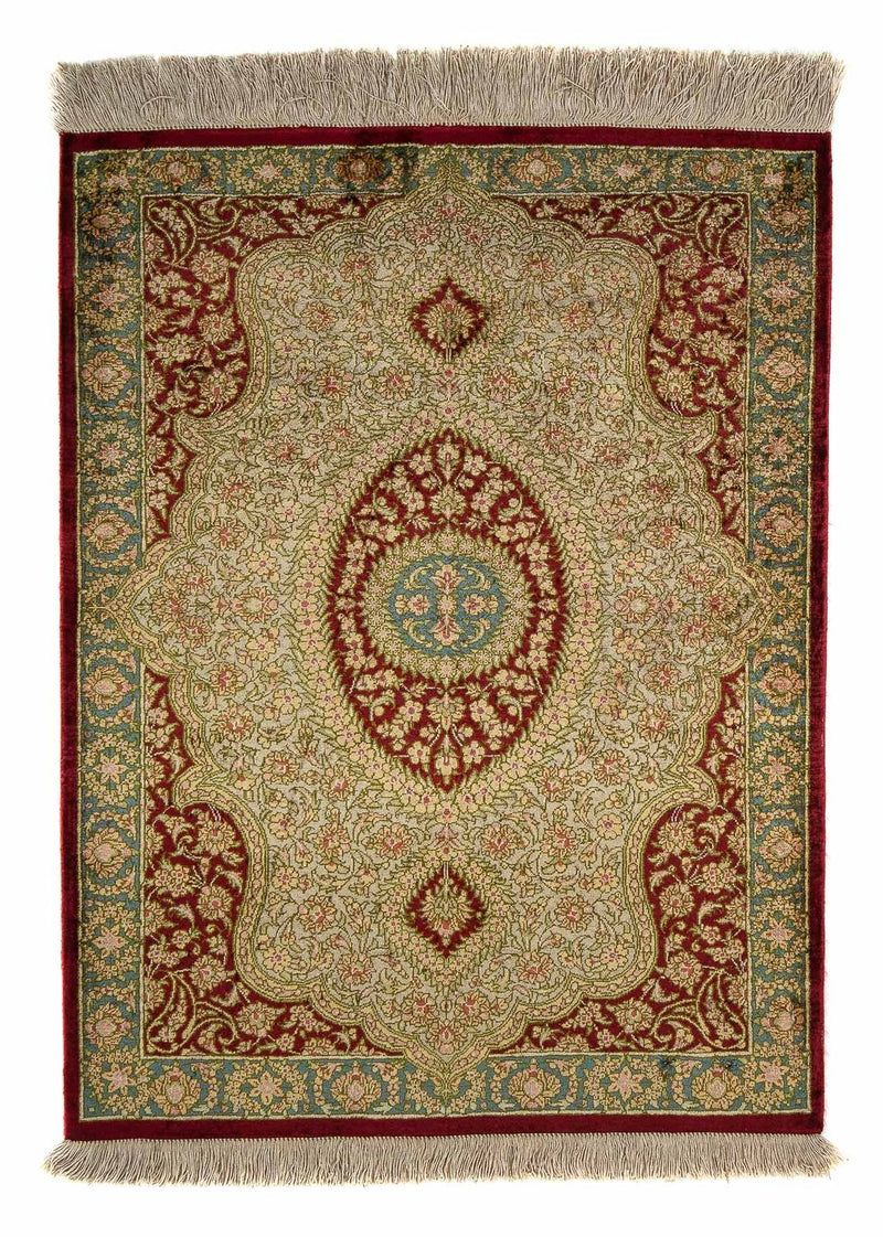 Alfombra persa - Ghom - 78 x 58 cm - rojo oscuro