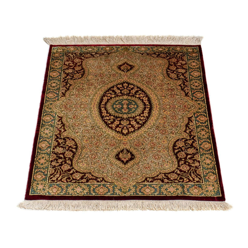 Alfombra persa - Ghom - 78 x 58 cm - rojo oscuro