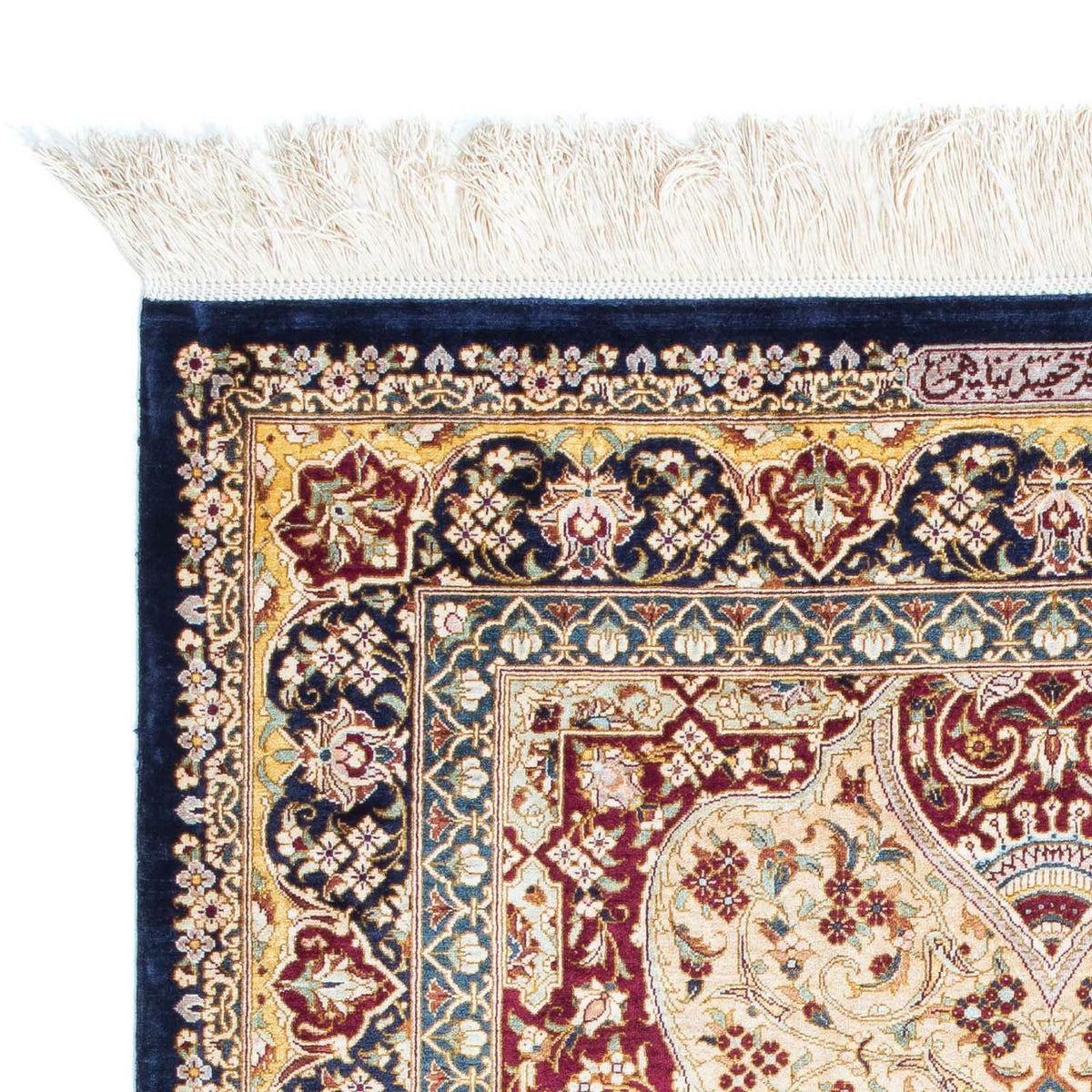 Alfombra persa - Ghom - 123 x 77 cm - azul oscuro